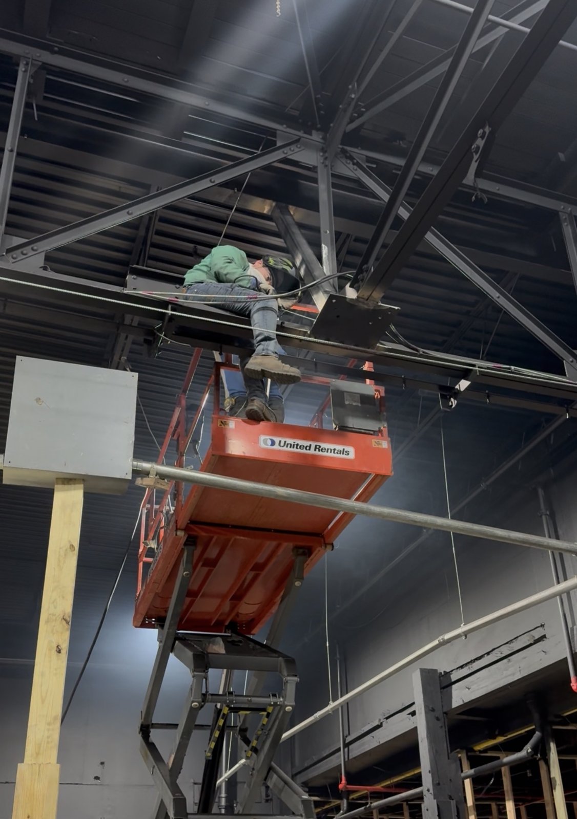 Steel beam work in a commercial space