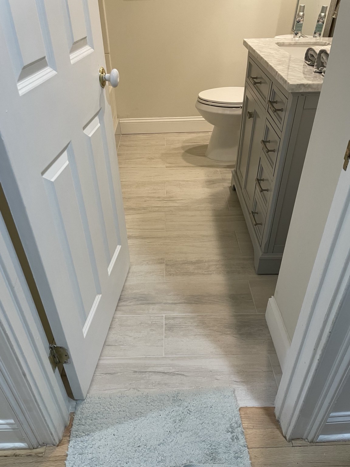 Bathroom flooring and vanity